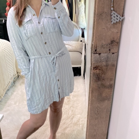 Time and Tru blue striped shirt dress new with tags size medium - Picture 4 of 8